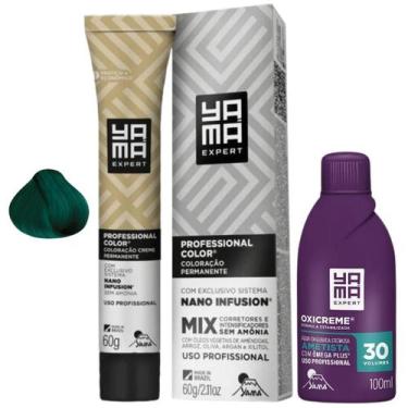 Imagem de Kit Coloração Yama Nano Infusion Profissional 088 Verde + Ox Cremosa 3