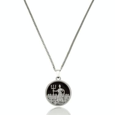 Imagem de Colar Orixá Exú Imagem Resinada Umbanda - Prateado - Balaio de Santo