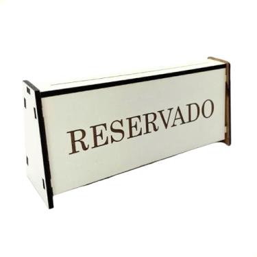 Imagem de Kit 50 Plaquinhas Reservado Festas Em Mdf Branco Elegante