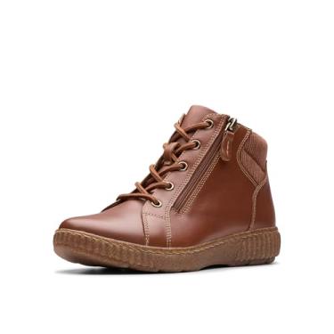 Imagem de Clarks Bota de cano curto feminina Caroline Park, Couro combinado caramelo, 7.5