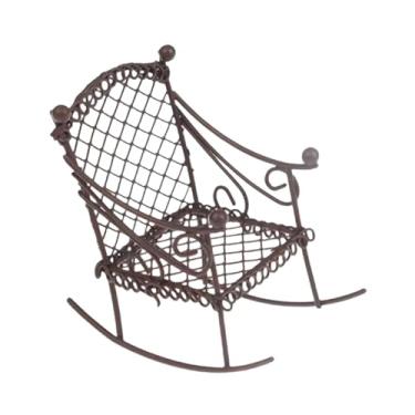 Imagem de Esquirla Mini -cadeira de cadeira de ferro em miniatura, acessórios Creative Sturdy Tiny Dollhouse Furniture for Doll House Ornaments, CafÉ