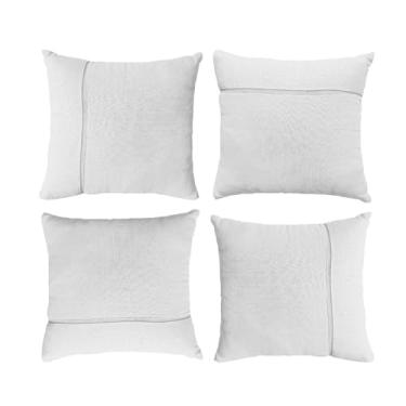 Imagem de Capa de travesseiro linho original rústico kit 4 peças 45x45 decoração sala quarto，decoração sala；decoracao para casa；capa de almofada；almofadas；(Branca)