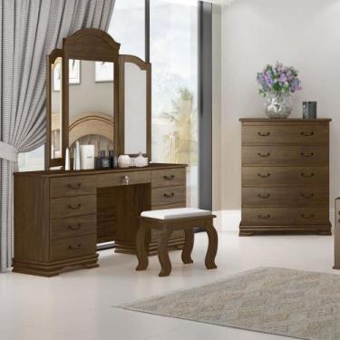 Imagem de Penteadeira em Madeira Maciça com Espelho 9 Gavetas Eliane Castanho - 