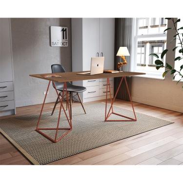 Imagem de Escrivinha Mesa Bela Vista Cobre e Tampo Imbuia