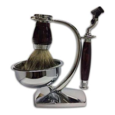Imagem de Kit Barba Vintage Retrô Barbearia Metal Pincel Banheiro Ti - Tacolandi