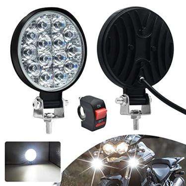 Imagem de HONLEEX 2 peças de luzes redondas off-road, 14 LEDs 17 W 3400 LM luz de trabalho de LED branco com kit de interruptor para caminhão/SUV/ATV/JEEP/4WD Jeep/Barco/Trator.