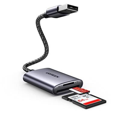 Imagem de UGREEN Leitor de cartão SD USB, adaptador de leitor de cartão USB 3.0 para Micro SD, leitores de cartão de memória multi 2 em 1 de alumínio para câmera SD MicroSD TF SDHC SDXC UHS-I Mac OS Wi