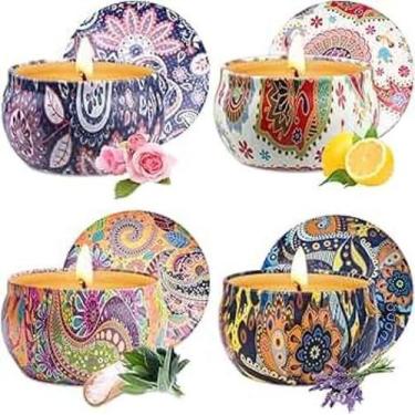 Imagem de Super Velas Aromáticas Perfumadas Na Lata Decorada Mandala - Sweet Hom