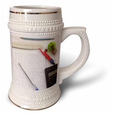 Imagem de 3dRose Fotografia - calculadora de equações matemáticas - para professores nerd de matemática professor geek - caneca Stein, 530 ml (STN_113081_1), 623 g, branca