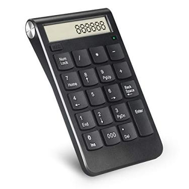 Imagem de Sanpyl Teclado numérico com visor LCD, teclado digital de contabilidade com função de calculadora de 2,4 G, receptor USB, para laptop, PC, desktop, notebook (preto)