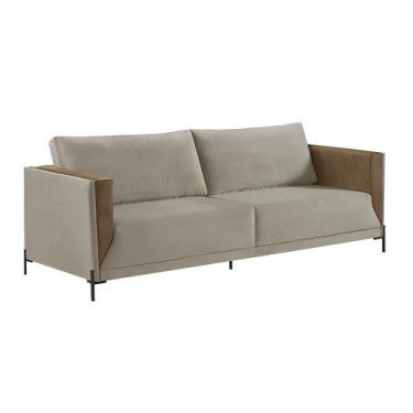 Imagem de Sofá 4 Lugares Venice - Veludo Bege/material sintético Mel - Estofart 