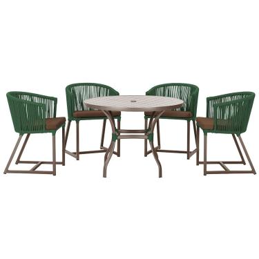 Imagem de Mesa com 4 Cadeiras de Jantar Roma 100cm e Noronha em Aluminío