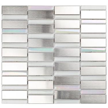 Imagem de Pastilha De Aço Inox E Vidro Glass Mosaic Escovado