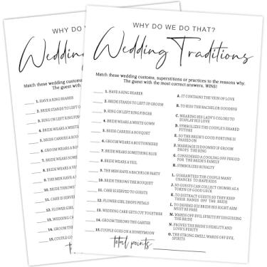 Imagem de Buildinest White Theme Bridal Shower Games 25 Guests, Wedding Traditions Bridal Games with Answer Card, Wedding Games for Reception, Bride Groom Wedding Bachelorette Engagement Party Supplies-A08