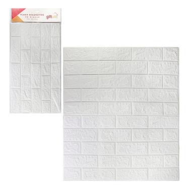 Imagem de Placa Decorativa Papel De Parede Texturizado Branco 70x77cm