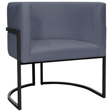 Imagem de Poltrona Luna Suede Cores Base De Ferro Preta - Cinza, Suede