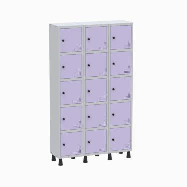 Imagem de Roupeiro Aço Light 3v 15 Portas Gr303/15 Cinza/lilás