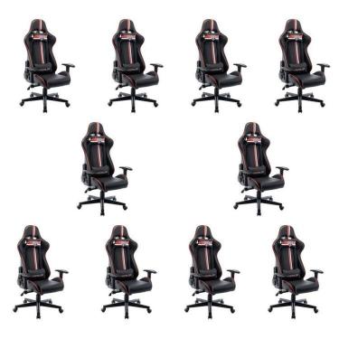 Imagem de Kit 10 Cadeiras Gamer São Paulo Spfc 3318 Preto/vermelho