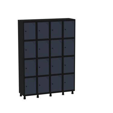 Imagem de Armário Guarda Volume Locker Roupeiro 16 Portas Aço Grp 504-16 Preto-azul Delrey