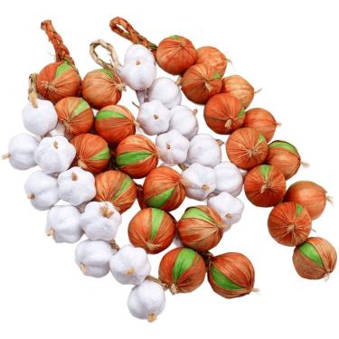 Imagem de Kit 4 Enfeite Réstia Trança Cebola Alho Artificial Artesanal