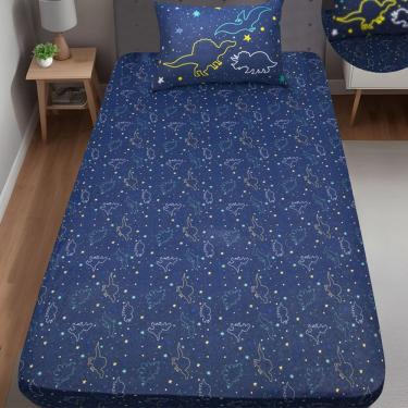 Imagem de Jogo De Cama Solteiro 2 Pçs Joy 70% Algodão 30% Poliéster Dinossauros