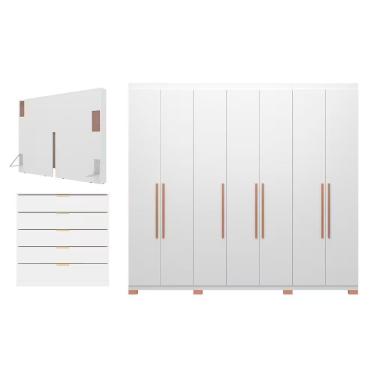 Imagem de Guarda Roupa Bartira Diplomata Cômoda Cabeceira Casal Queen Branco-avelã
