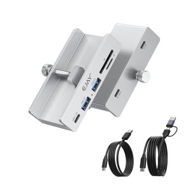 Imagem de EJAY 5 portas USB 3.0 HUB Alu Splitter Desktop Dock com leitor de cartão para clipe de mesa/monitor com porta de fonte de alimentação extra, dados de 149.9 cm e cabo de alimentação de 99.1 cm - 5 Gbps