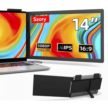Imagem de Armazém Brasil, Extensor de tela portátil, 14" 1080P Dual Screen, Monitor portátil de rotação de 250 ° para laptop, Travel Display para laptop 14-17 '' com porta USB-C/HDMI, Plug & Play