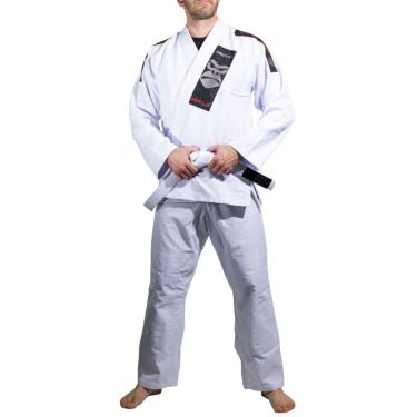Imagem de Kimono Jiu-jitsu Masculino Competidor Competição Profissional Adulto Trançado Preto Azul Branco Gorilla (Branco, A1)