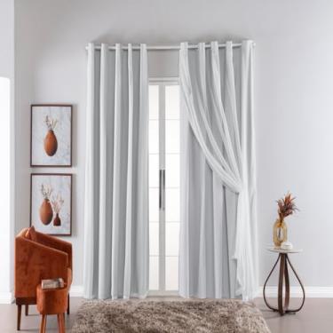 Imagem de Cortina Com Blackout PVC Com Tecido 4.00 Metros 4.20 M X 2.50 M (Branco)