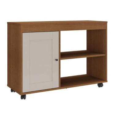 Imagem de Rack para TVs 42' com 4 Rodízios Guaraci Cinamomo Off White - CASA H