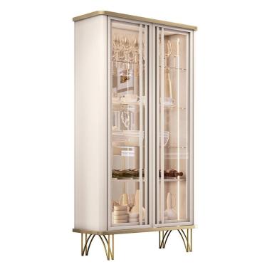 Imagem de Cristaleira évora Off White-champanhe 2 Portas De Vidro Hb Móveis Off White-champanhe