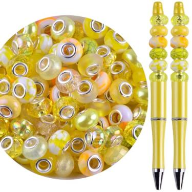 Imagem de Contas de orifício grande para fabricação de joias, 100 peças de contas europeias de 15 mm para canetas, berloque espaçador, lampwork, contas de cristal de vidro murano para decoração de estacas de