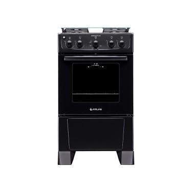 Imagem de Fogão De Piso Atlas Monaco Plus 4 Bocas Mesa Inox Forno 50 Litros Preto Bivolt
