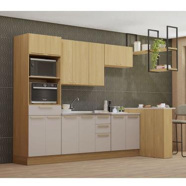 Imagem de Cozinha Completa 6 Pçs Espaço Micro-ondas, Ilha, Tampo 347cm Freijó/freijó Brasil/cinammon