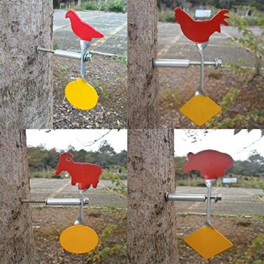 Imagem de Target House Conjunto De 4 Alvos Giratórios Para Espingarda Ar Comprimido, Tiro Em Pé Árvore, Cabra, Galo, Pião, Javali, Quatro Um