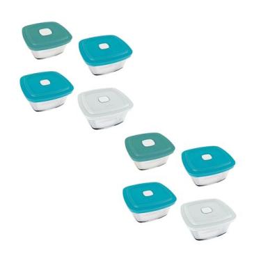 Imagem de Conjunto 8 Pote Vasilha Marinex Marmita C/ Tampa Vidro Nadir - Nadir F