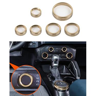 Imagem de Savadicar CKT01 Conjuntos de acabamento de botão de controle de alumínio, farol / 4 WD/HVAC - Bisel de anel de botão de controle climático, ar-condicionado/capa de interruptor de rádio para Ford