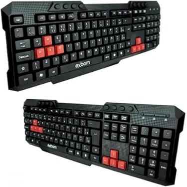 Imagem de Teclado Semi Mecânico Multimídia USB ABNT2 com Teclas Gamer Vermelhas Destacadas Plug & Play