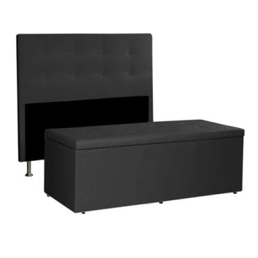 Imagem de Kit Cabeceira e Calçadeira Baú Queen 1,60m Berlim Suede - Pallazio