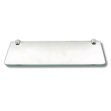 Imagem de Prateleira de Vidro Porta Objetos 40cm com Fixação Dupla de Parede Multiuso Porta Shampoo Reto