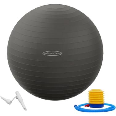 Imagem de Bola de exercício BalanceFrom antiexplosão e antiderrapante com bomba rápida, capacidade de 900 kg (58-65 cm, G, cinza)