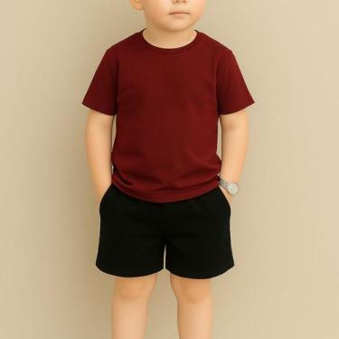 Imagem de Conjunto Masculino Infantil Liso Camiseta E Short Elastico Pratico E C