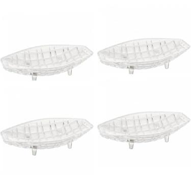 Imagem de Kit 4 Centro de Mesa Cristal Deli Lyor 26x14x5,5cm Fruteira Decorativo Sala Jantar