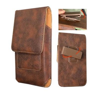 Imagem de Coldre de telefone de couro giratório 360 com clipe de cinto, suporte de telefone para iPhone 16 Pro Max, 16 Plus, 15 14 13 Pro Max Plus, para Galaxy S25 Ultra, S25+, S24 FE, capa bolsa para cinto