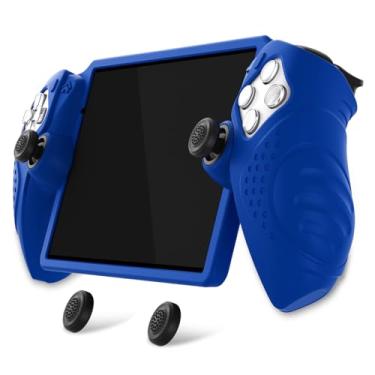 Imagem de PlayVital Design para PS Portal, capa protetora de silicone Guardian Edition para PS Portal Remote Player com alças de polegar - à prova de choque, acessórios antiderrapantes - Azul
