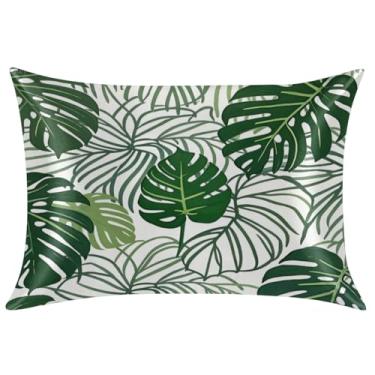 Imagem de Fronha de cetim para cabelo e pele, fronha de seda de planta de palmeira Queen Size fronhas de seda com zíper capa de travesseiro refrescante (50 x 76 cm)