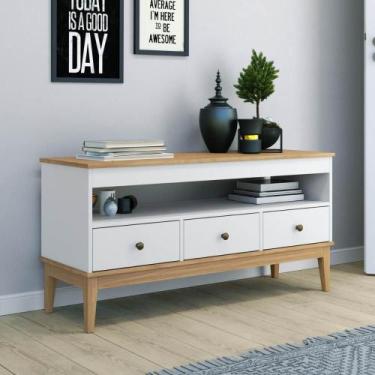 Imagem de Rack para TV 120cm c/ Nicho e 3 Gavetas Puxadores em Metal - Movelbent