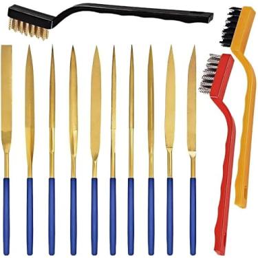 Imagem de Oruiiju Conjunto de limas de agulha de diamante 10 em 1, alças antiderrapantes ABS, aço de liga de alto carbono, lixamento de precisão e ferramentas de modelagem para metal, madeira, plástico, com