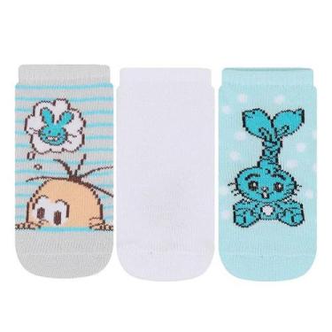 Imagem de Kit 3 Pares de Meia Infantil Bebê Soquete Turma da Mônica 13 ao 16 Cia